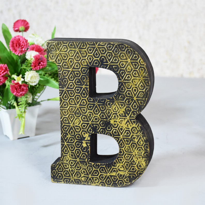 Handmade Eco-Friendly Wall Decor Alphabet Letter Block - Gold3B