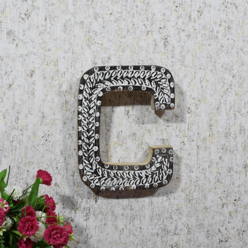 Handmade Eco-Friendly Wall Decor Alphabet Letter Block - WhiteC