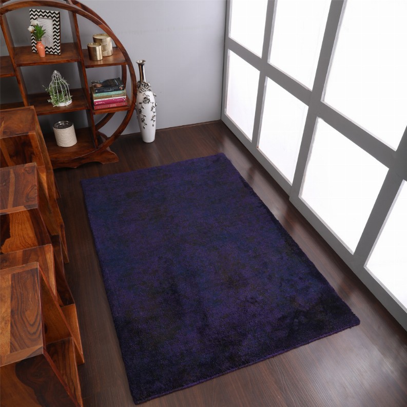 Rugsotic Carpets Hand Knotted Loom Silk Area Rug 5'x8' Purple