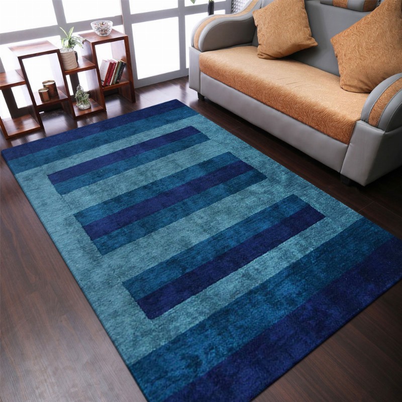 Rugsotic Carpets Hand Knotted Loom Silk Area Rug 6'x9' Blue Light Blue