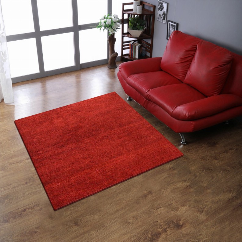 Rugsotic Carpets Hand Knotted Loom Silk Mix 10'x10' Square Area Rug - 10'x10' Light Red Solid