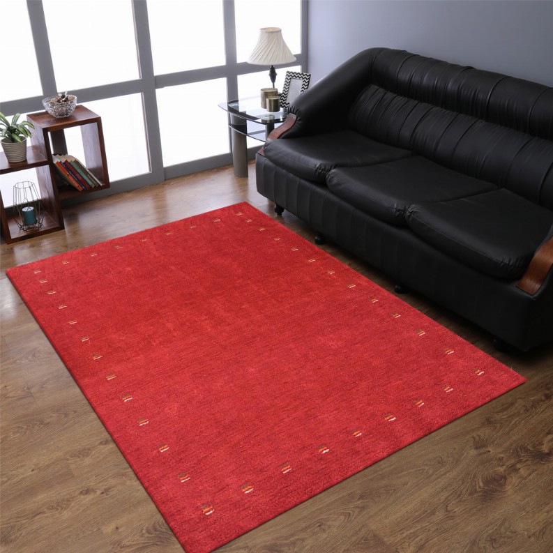 Rugsotic Carpets Hand Knotted Loom Silk Mix Area Rug Contemporary 6'7''x9'10'' Red2
