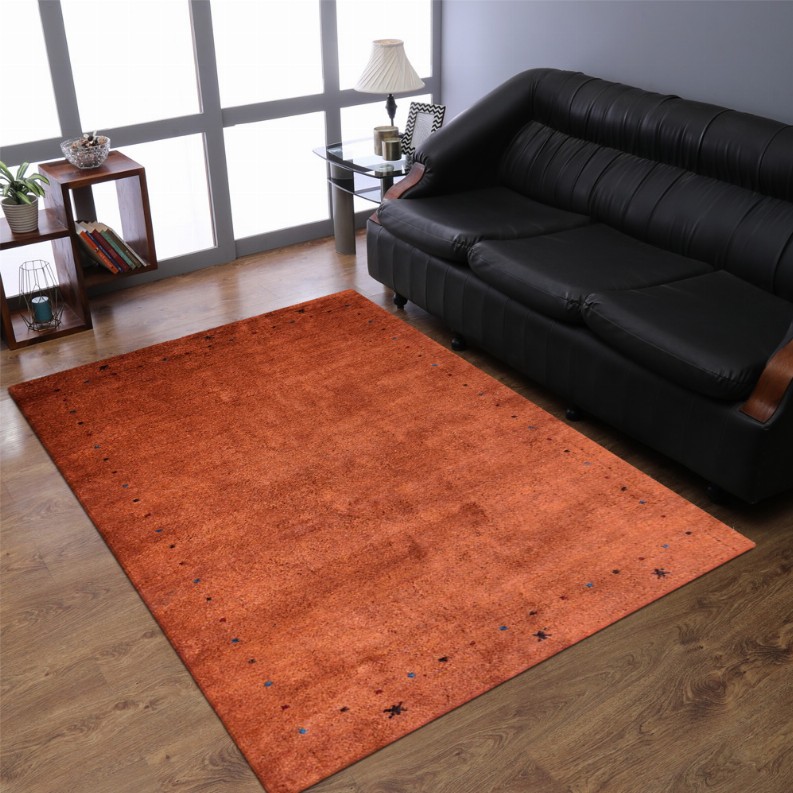 Rugsotic Carpets Hand Knotted Loom Silk Mix Area Rug Contemporary 5'x8' Orange