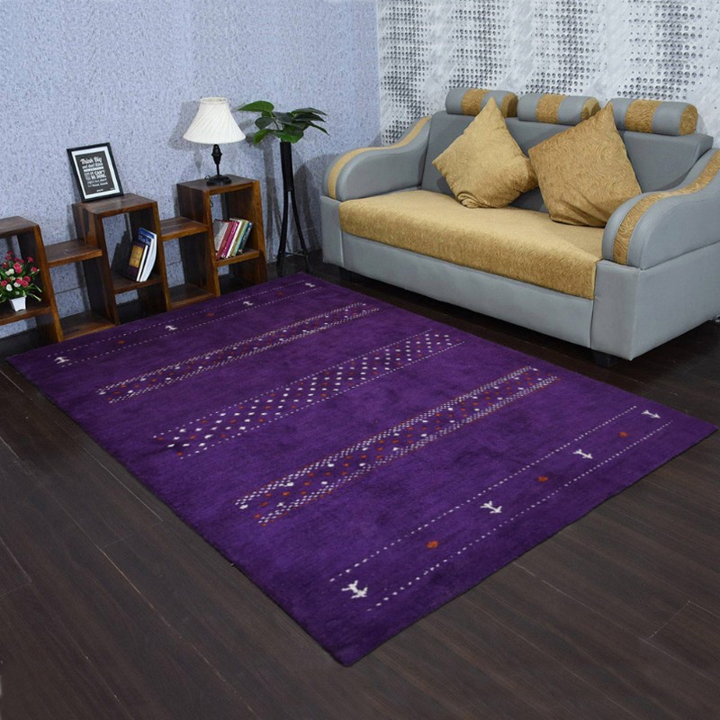 Rugsotic Carpets Hand Knotted Loom Silk Mix Area Rug Contemporary 6'7''x9'10'' Purple4