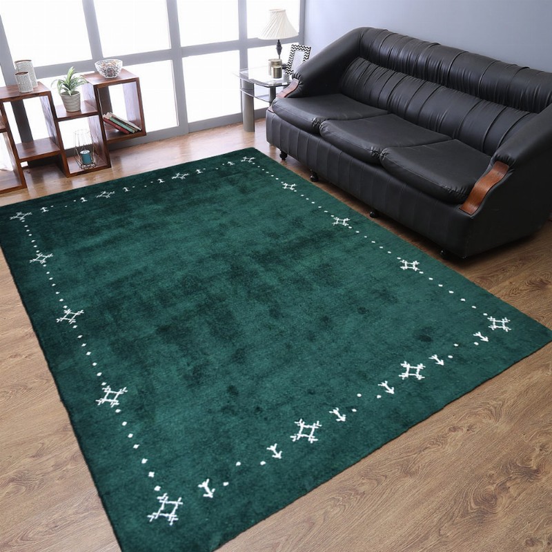 Rugsotic Carpets Hand Knotted Loom Silk Mix Area Rug Contemporary 5'x8' Dark Green