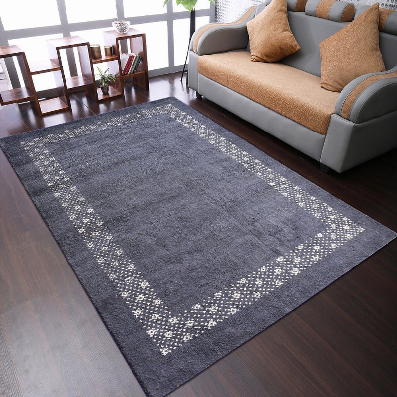 Rugsotic Carpets Hand Knotted Loom Silk Mix Area Rug Contemporary 5'x8' Charcoal4