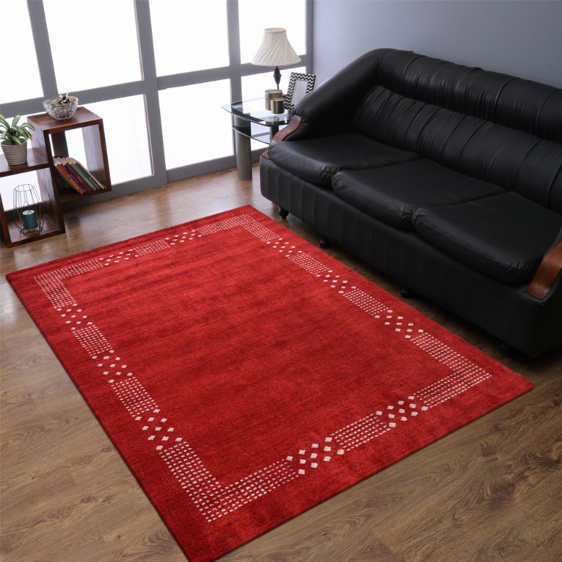 Rugsotic Carpets Hand Knotted Loom Silk Mix Area Rug Contemporary 6'x9' Red10