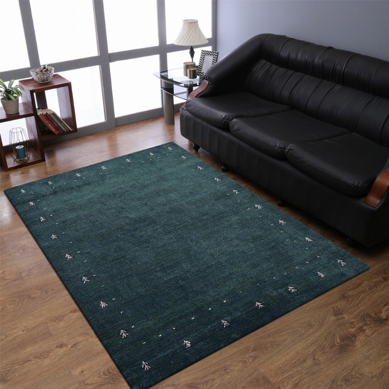 Rugsotic Carpets Hand Knotted Loom Silk Mix Area Rug Contemporary 6'7''x9'10'' Dark Green1