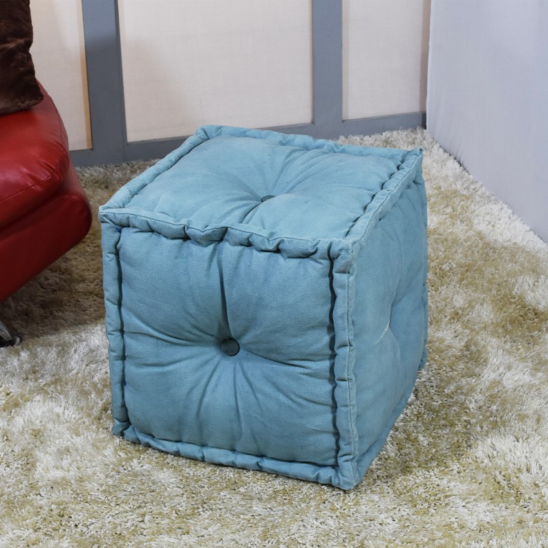 Solid Handmade Canvas Square Pouf