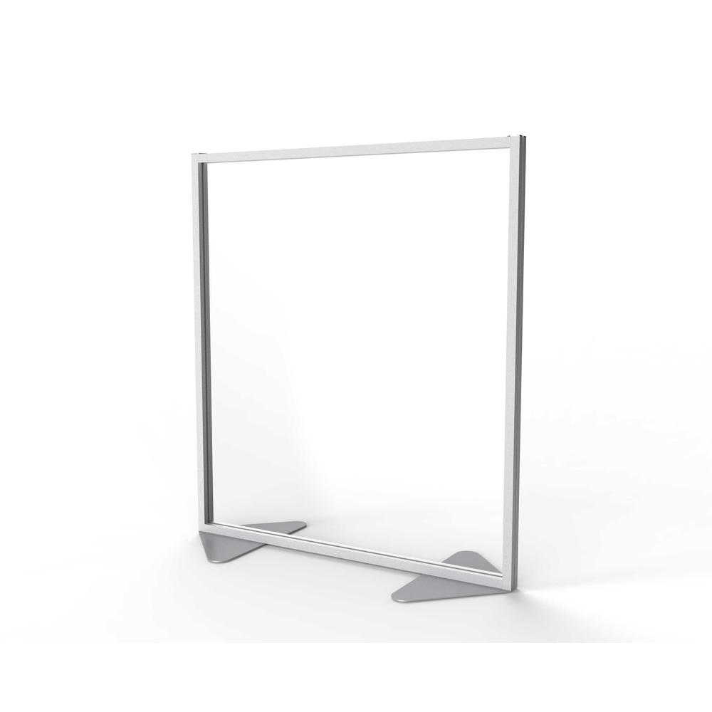 Ghent Floor Partition with Aluminum Frame and Full Panel Infill, Clear Acrylic, 54"H x 48"W