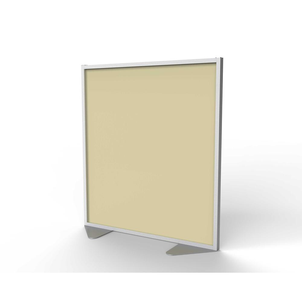 Ghent Floor Partition with Aluminum Frame and Full Panel Infill, Carmel Vinyl, 54"H x 48"W