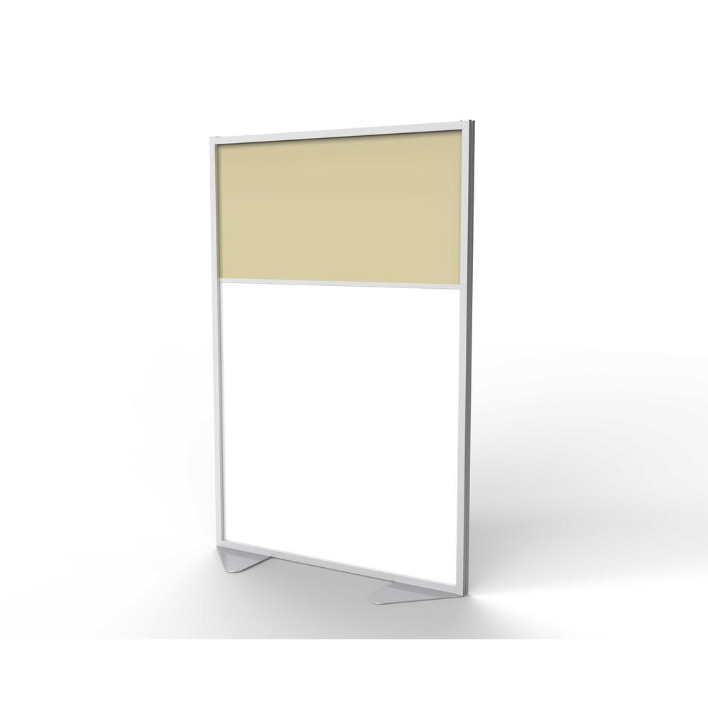 Ghent Floor Partition with Aluminum Frame and 2 Split Panel Infill, Porcelain and Carmel Vinyl, 72"H x 48"W