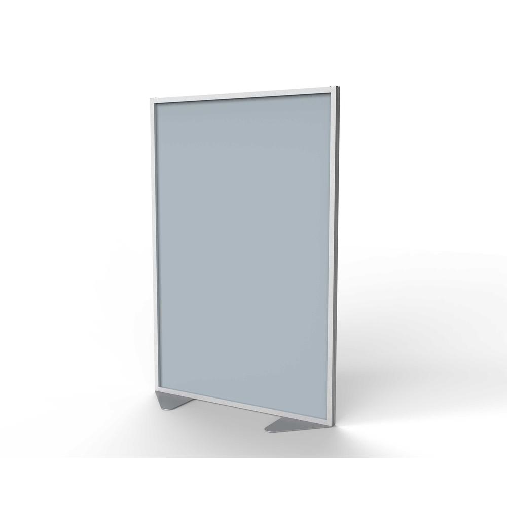 Ghent Floor Partition with Aluminum Frame and Full Panel Infill, Silver Vinyl, 72"H x 48"W