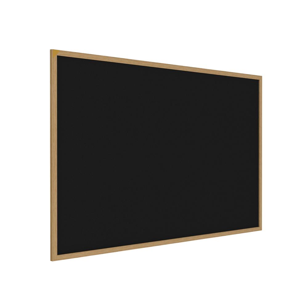 24.0"x36.0" Wood Fr, Oak Finish Recycled Rubber Bulletin Board - Black