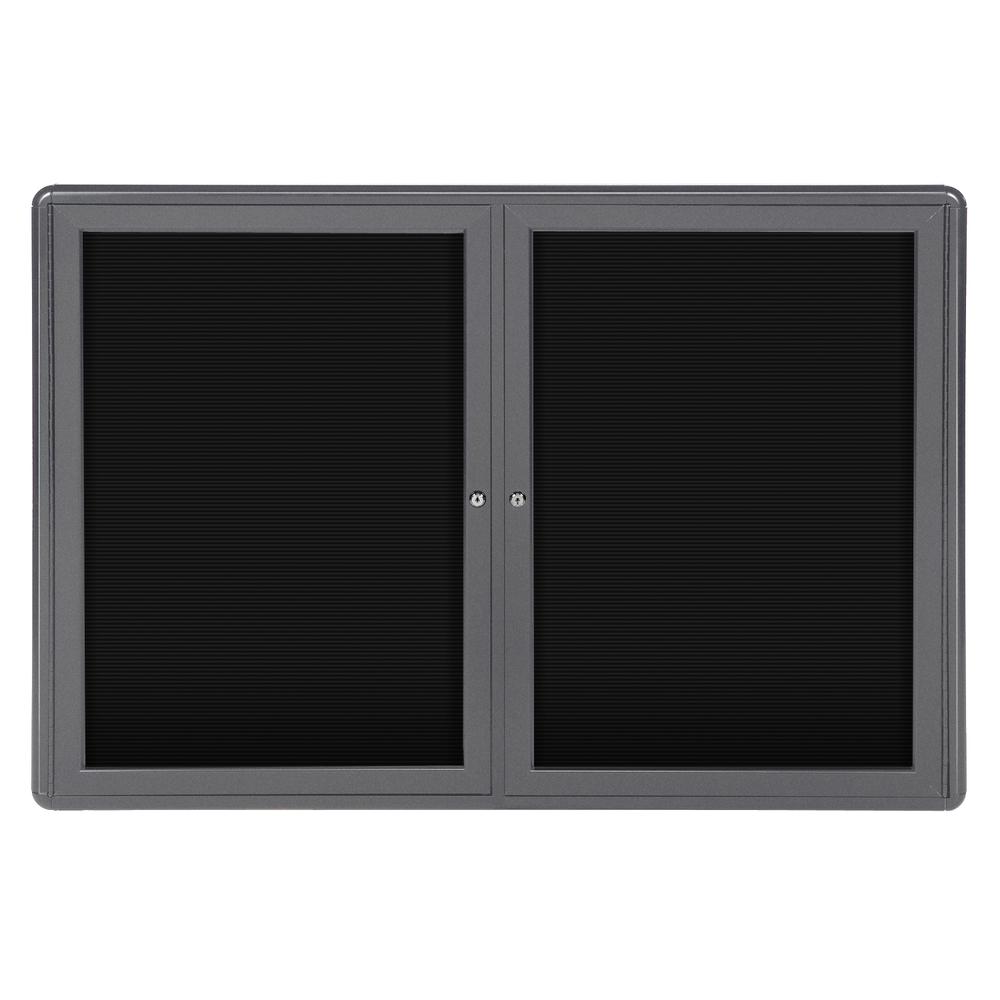34"x47" 2-Door Ovation Letterboard Black - Gray Frame