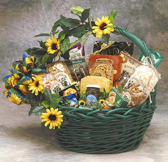 Gourmet Gift Baskets - 16x16x12 inSunflower Treats Gift Basket