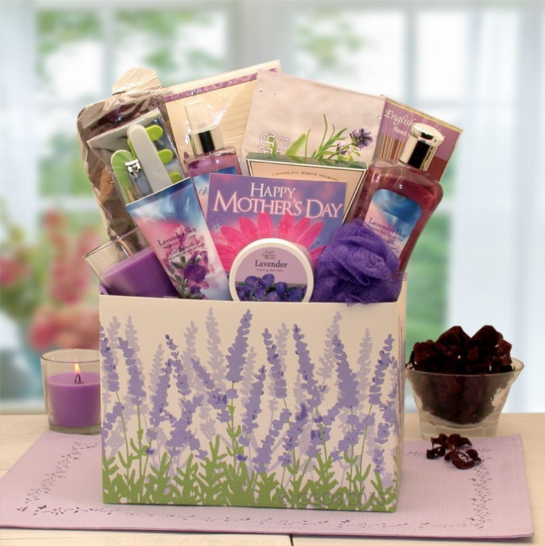 Mother's Day Gift Baskets - 18x12x8 in Mother's Day Moments Of Relaxation Lavender Spa Gift Box
