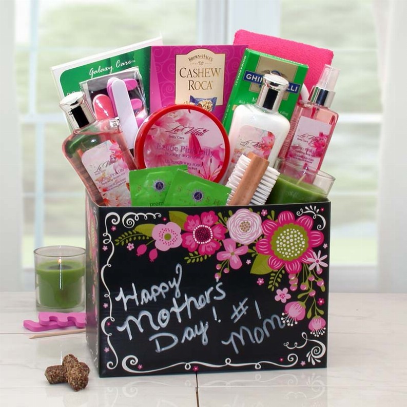 Mother's Day Gift Baskets - 16x12x8 in Happy Mothers Day Spa Gift Box with Exotic Lily