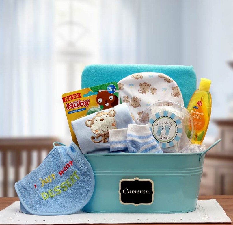 New Baby Gift Baskets - 10x10x7 inBaby Basics Gift Pail Blue