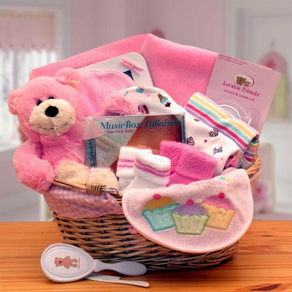 New Baby Gift Baskets - 14x12x12 inSimply The Baby Basics New Baby Gift Basket -Pink