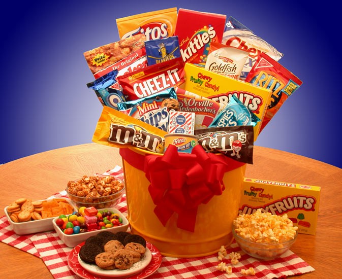 Snack Gift Baskets - 16x12x10 inJunk Food Madness Gift Pail