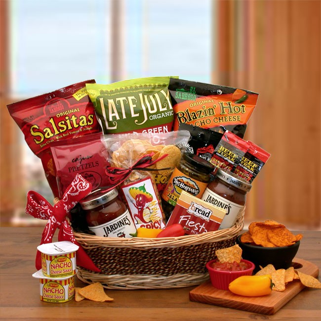 Snack Gift Baskets - 16x14x10 inA Little Spice Gourmet Salsa & Chips Gift Basket