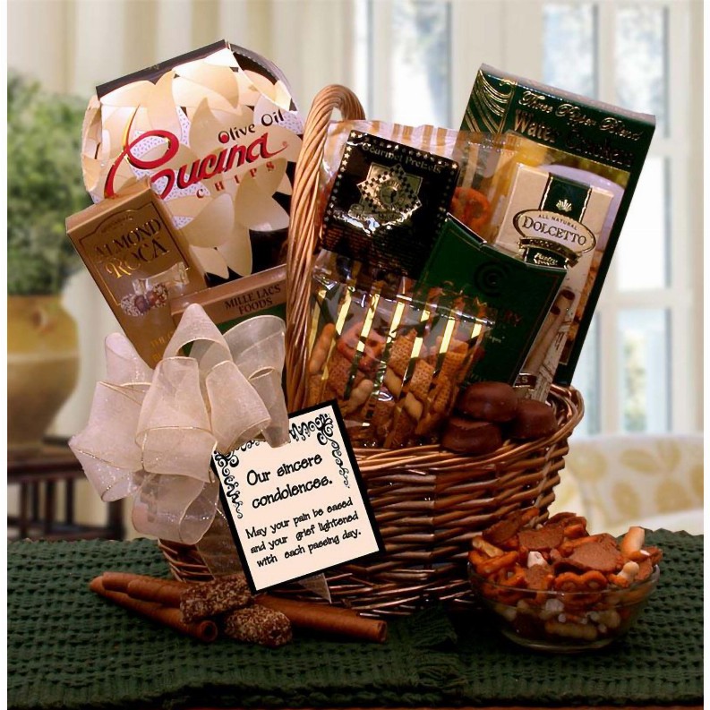 Sympathy & Condolence Gift Baskets - 16x12x8 in With Our Sincere Condolences Gift Basket