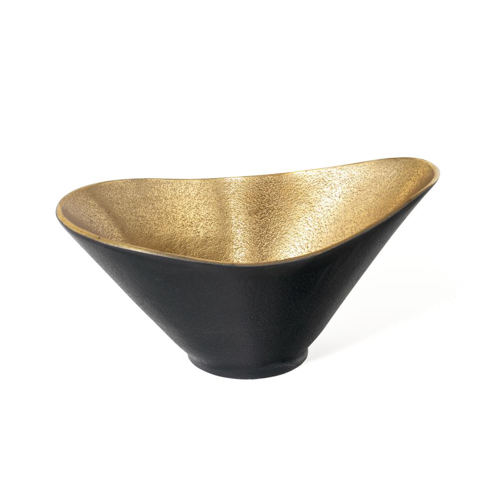 Lazaro Gold and Black Decorative Metal Bowl, Small