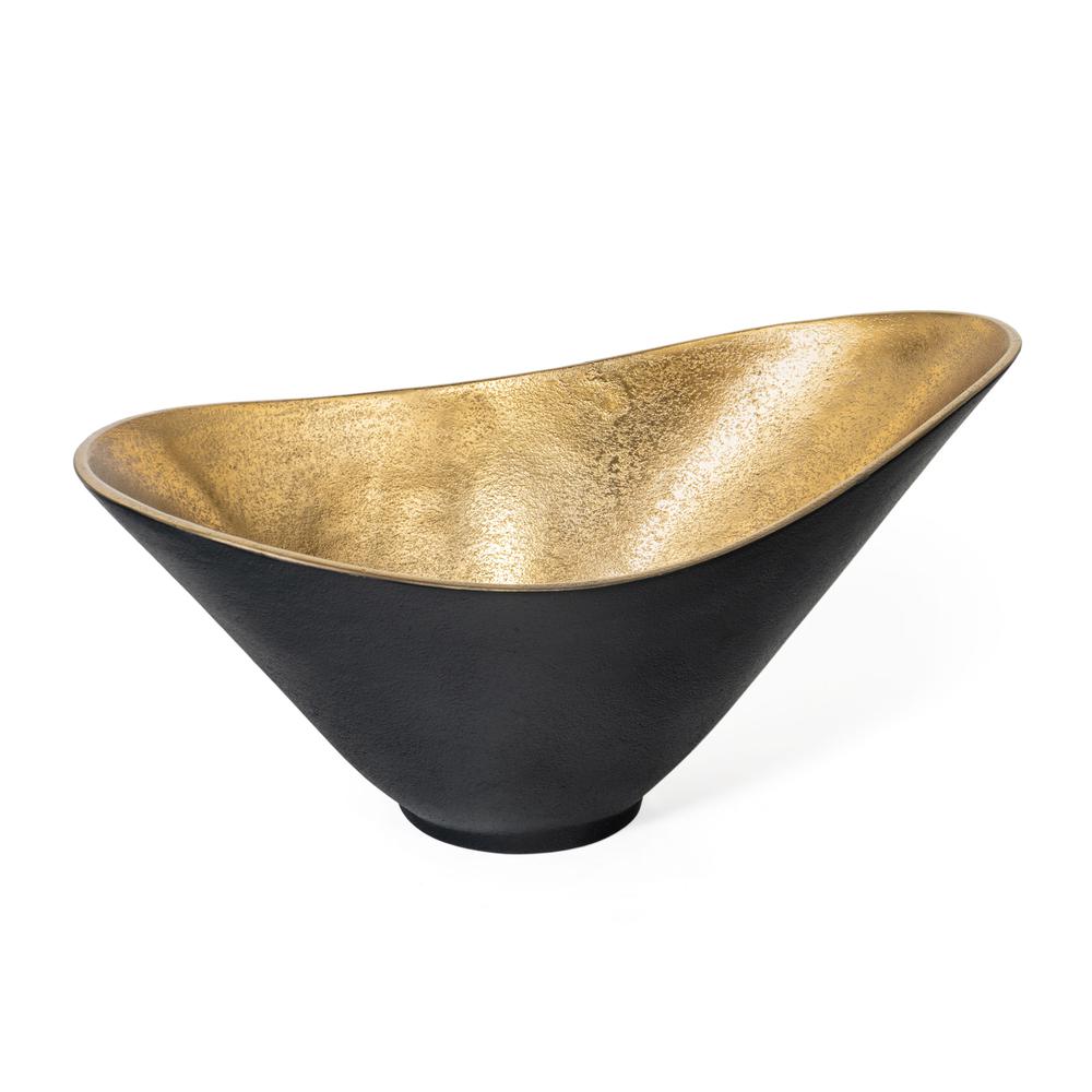 Lazaro Gold and Black Decorative Metal Bowl, Large