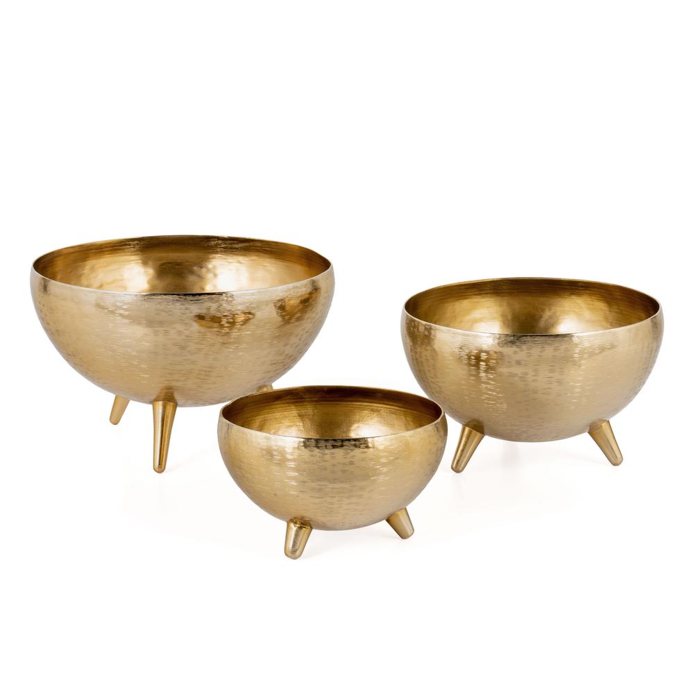 Yasmeen Gold Metal Planter Bowls, Set of 3