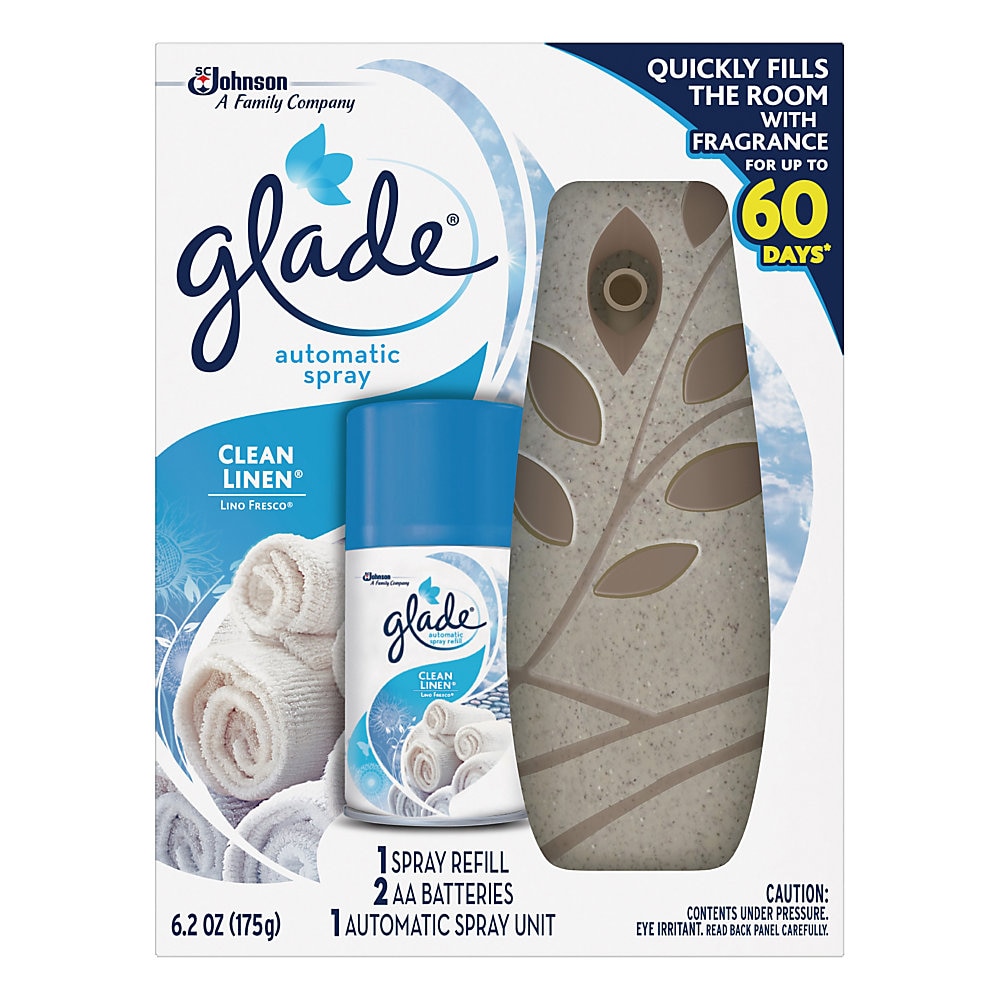 Glade Clean Linen Automatic Spray Kit - Spray - Clean Linen - 60 Day - 4 / Carton - Long Lasting