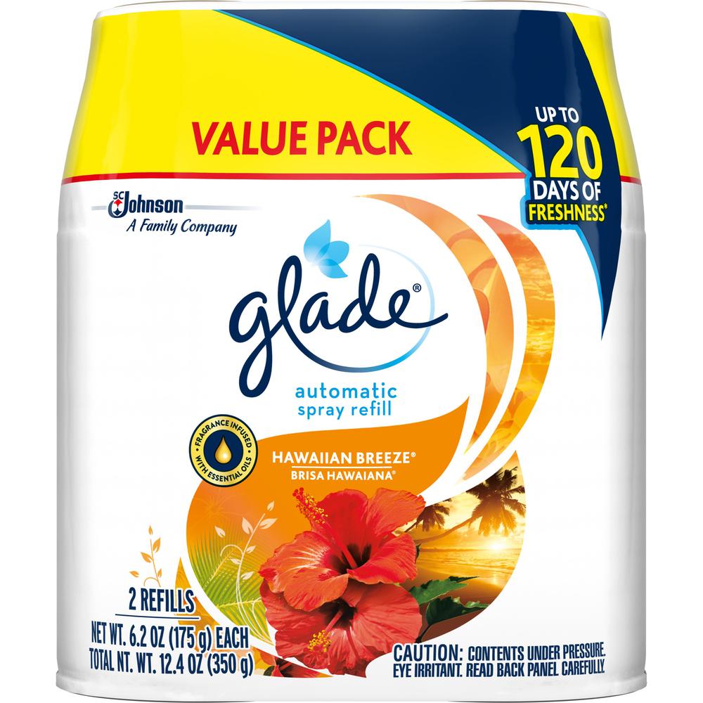 Glade Automatic Spray Refill Value Pack - Spray - 12.40 oz - Hawaiian Breeze - 2 / Pack - Long Lasting