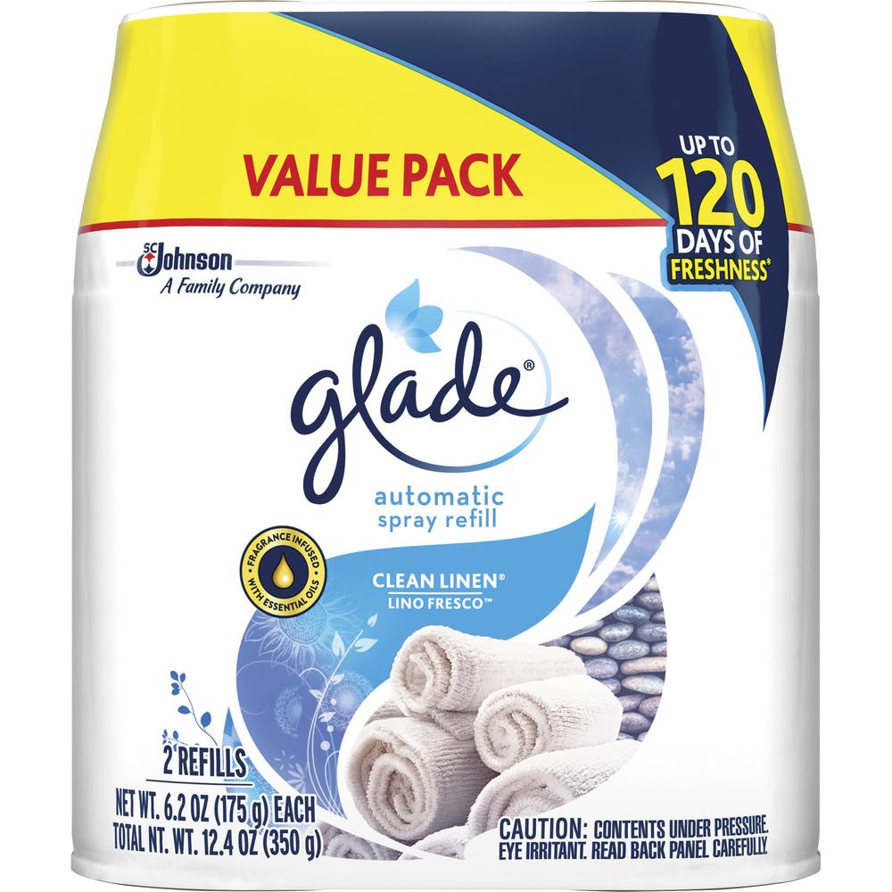 Glade Automatic Spray Refill Value Pack - Spray - 12.4 fl oz (0.4 quart) - Clean Linen - 60 Day - 6 / Carton - Long Lasting