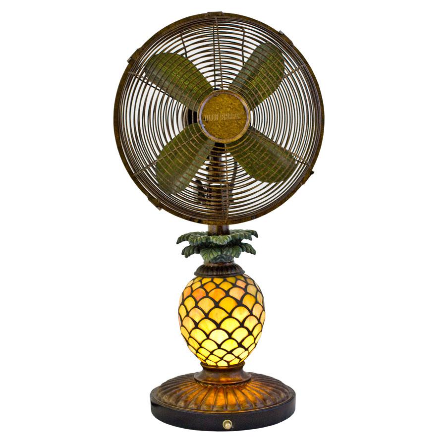 Table Fan/Lamp - Mosaic Glass Pineapple