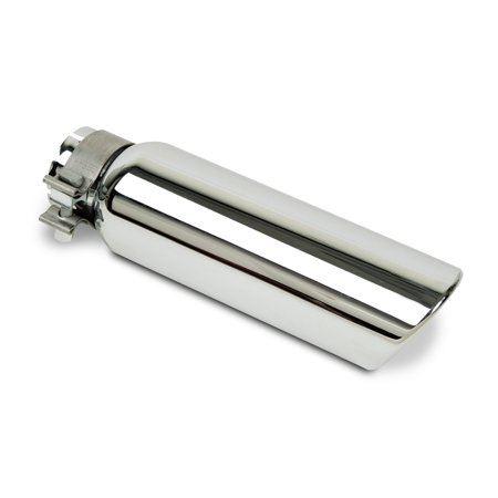 3IN OD X 14IN FOR 2 1/4IN INLET CHROMED STAINLESS STEEL CLAMP STYLE EXHAUST TIP