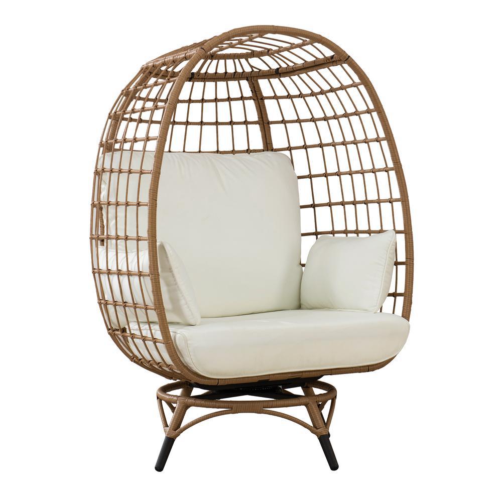 Sunjoy Light Brown Swivel Egg Cuddle Chair