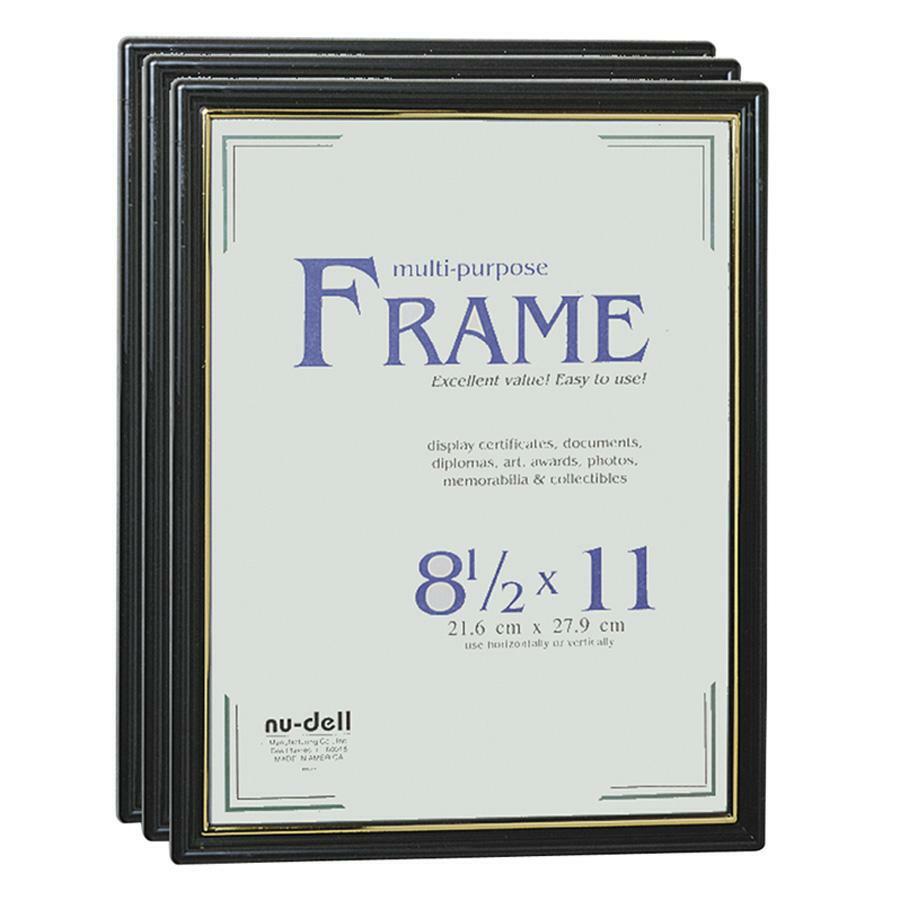 Golite nu-dell Easy Slide-In Document Frame - Holds 8.50" x 11" Insert - Horizontal, Vertical - 3 / Pack - Plastic - Black
