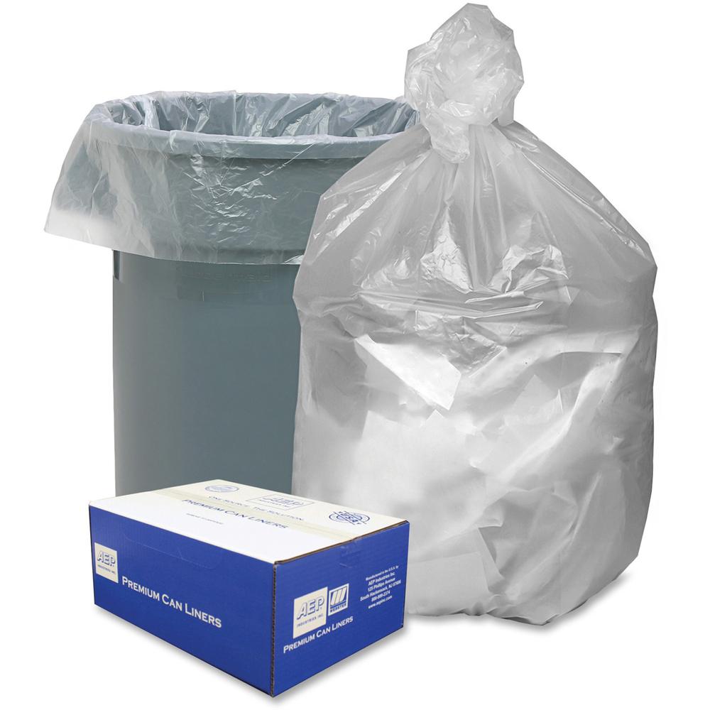 Webster Translucent Waste Can Liners - 60 gal Capacity - 38" Width x 58" Length - 0.47 mil (12 Micron) Thickness - High Density 