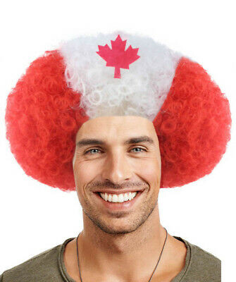 Canadian Flag Afro Wig