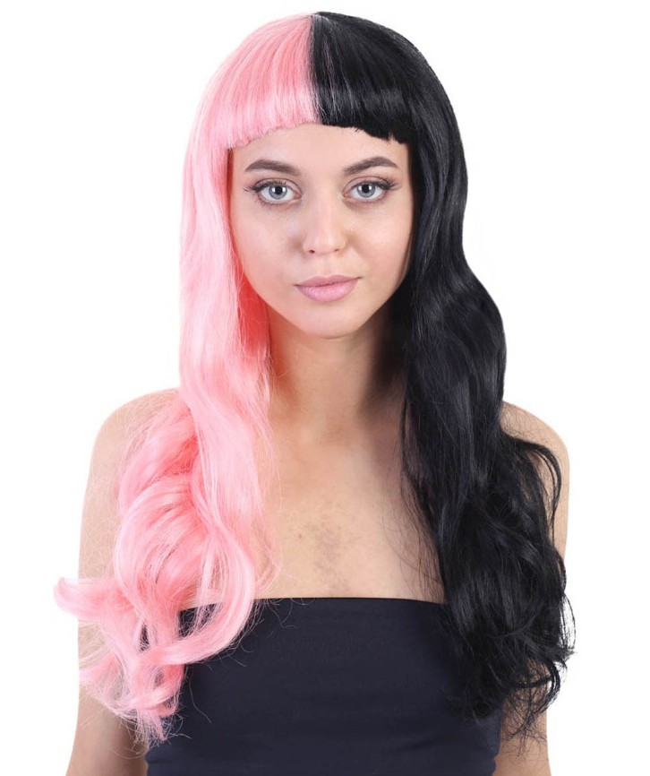 Melanie Two Tone Pink and Black Wig