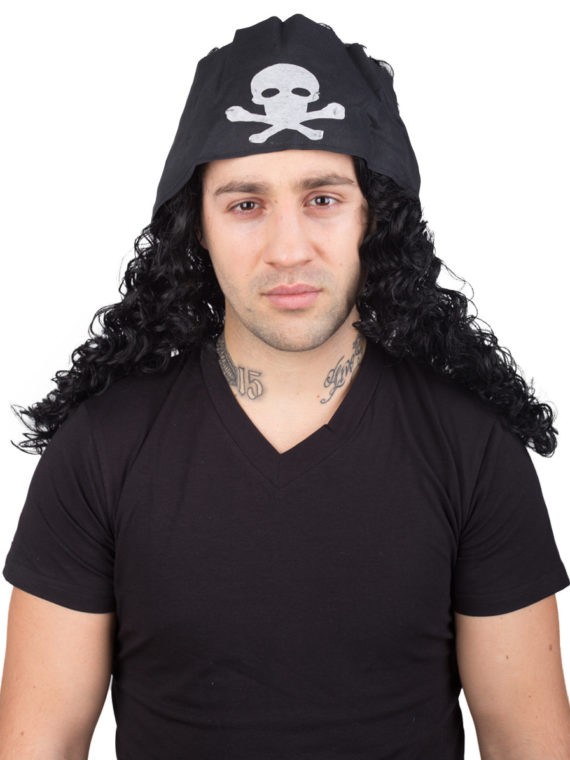 Men's Pirate Buccaneer Wig with Bandana