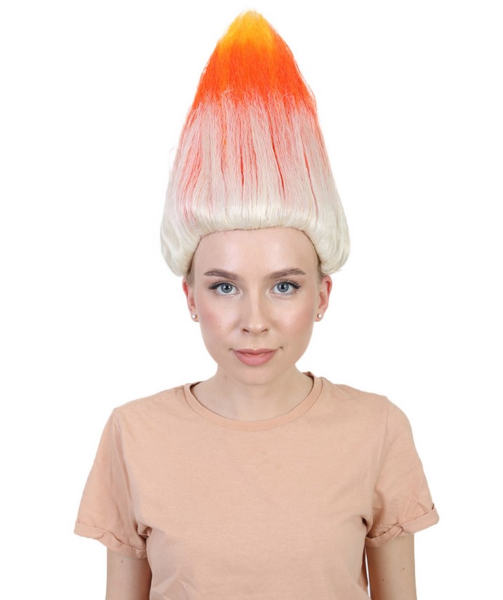 Orange and White Unisex Troll Wig