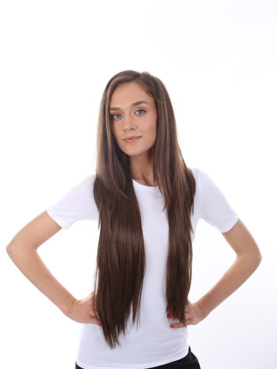 Styless Straight Brunette High Heat Clip-In Synthetic 24 inch Extension