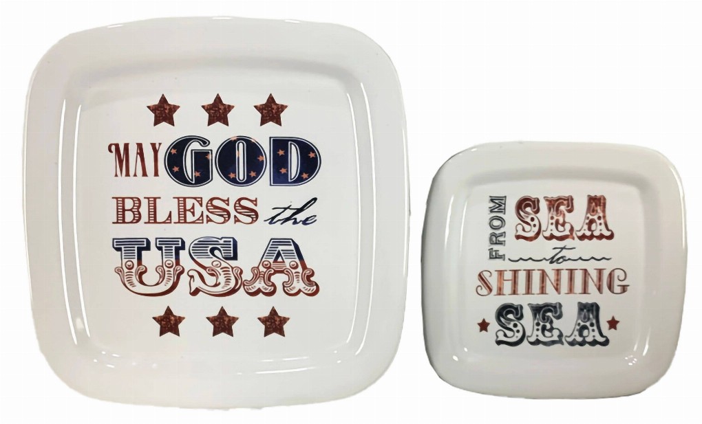 Red White and True Collection Square Plates