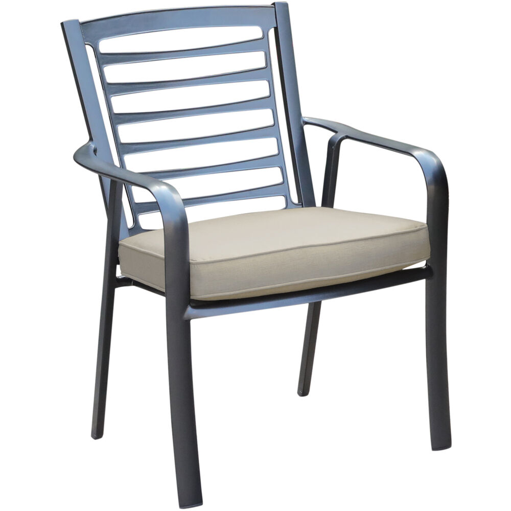 Commercial aluminum dining chair with Sunbrella cushion