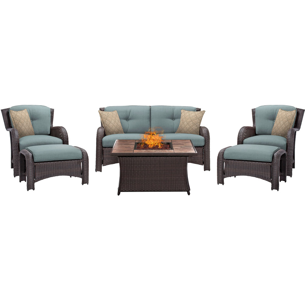 Strathmere 6-pc Fire Pit Set with Tan Tile Top