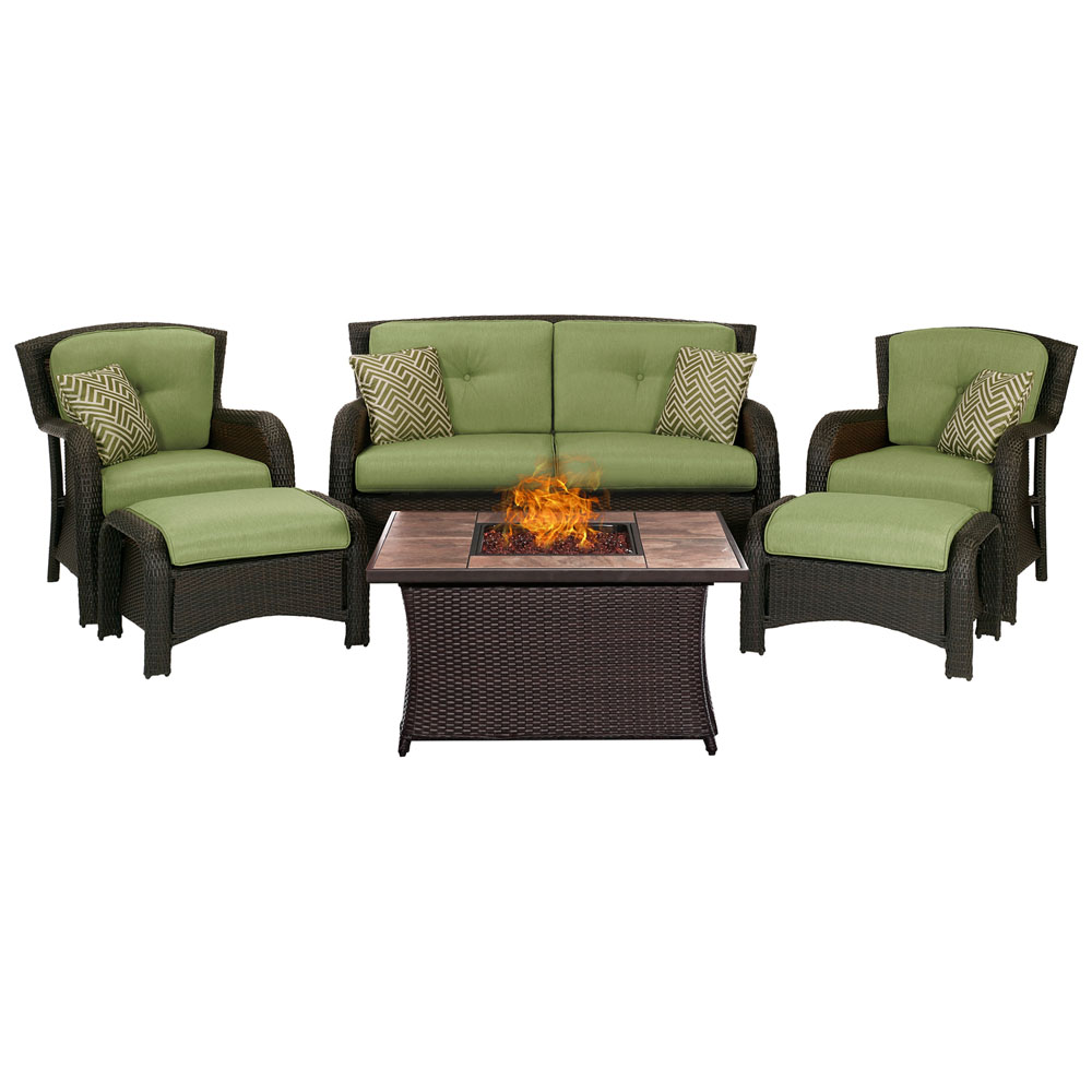 Strathmere 6-pc Fire Pit Set with Tan Tile Top