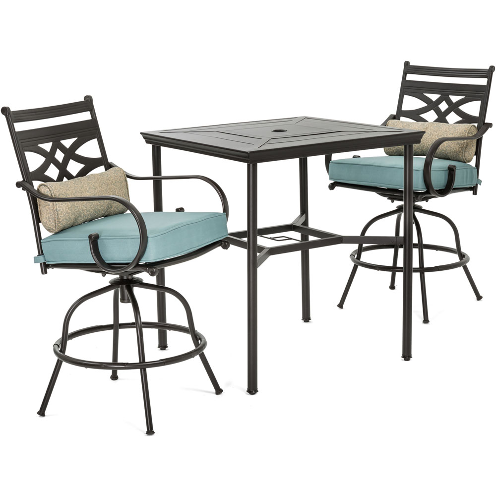 Montclair3pc High Dining: 2 Swivel Chairs, 33" Sq High Dining Table