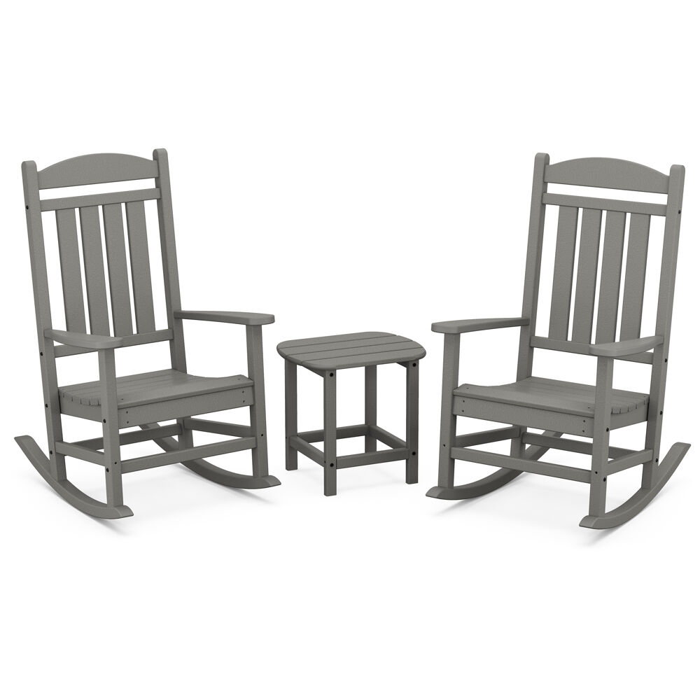 Hanover All-Weather Porch Rocker Set: 2 Porch Rockers and Side Table
