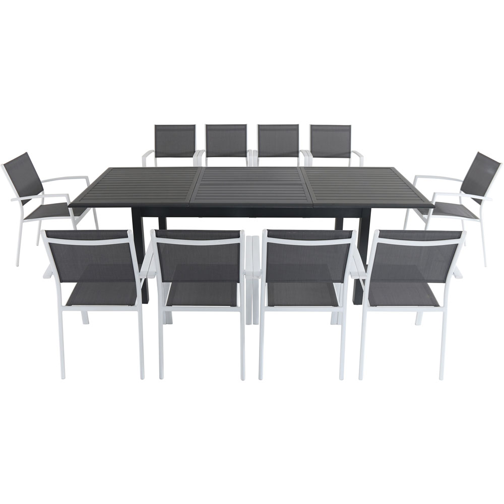 Cameron11pc: 10 Aluminum Sling Chairs, 63-94" Aluminum Extension Table